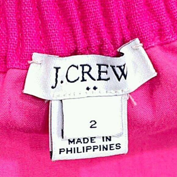 J CREW Linen Scalloped Sidewalk Skirt Pink Pull On Elastic Waist Womens 2 - Picture 3 of 5
